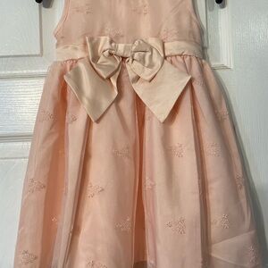Skatie Peach Satin Bow Embroidered Party Dress